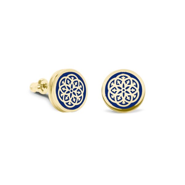 Серьги-пусеты Stamp blue gold