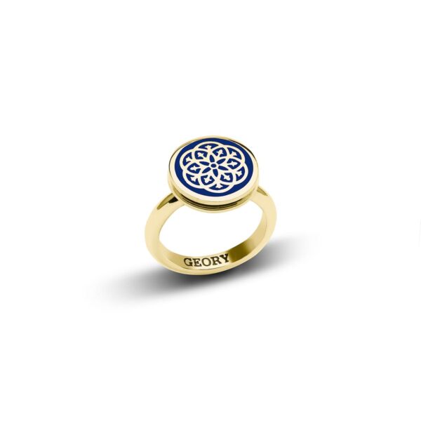 Кольцо Stamp blue gold